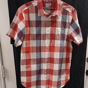 Columbia Men's Red, White, and Blue Checkered Shirt